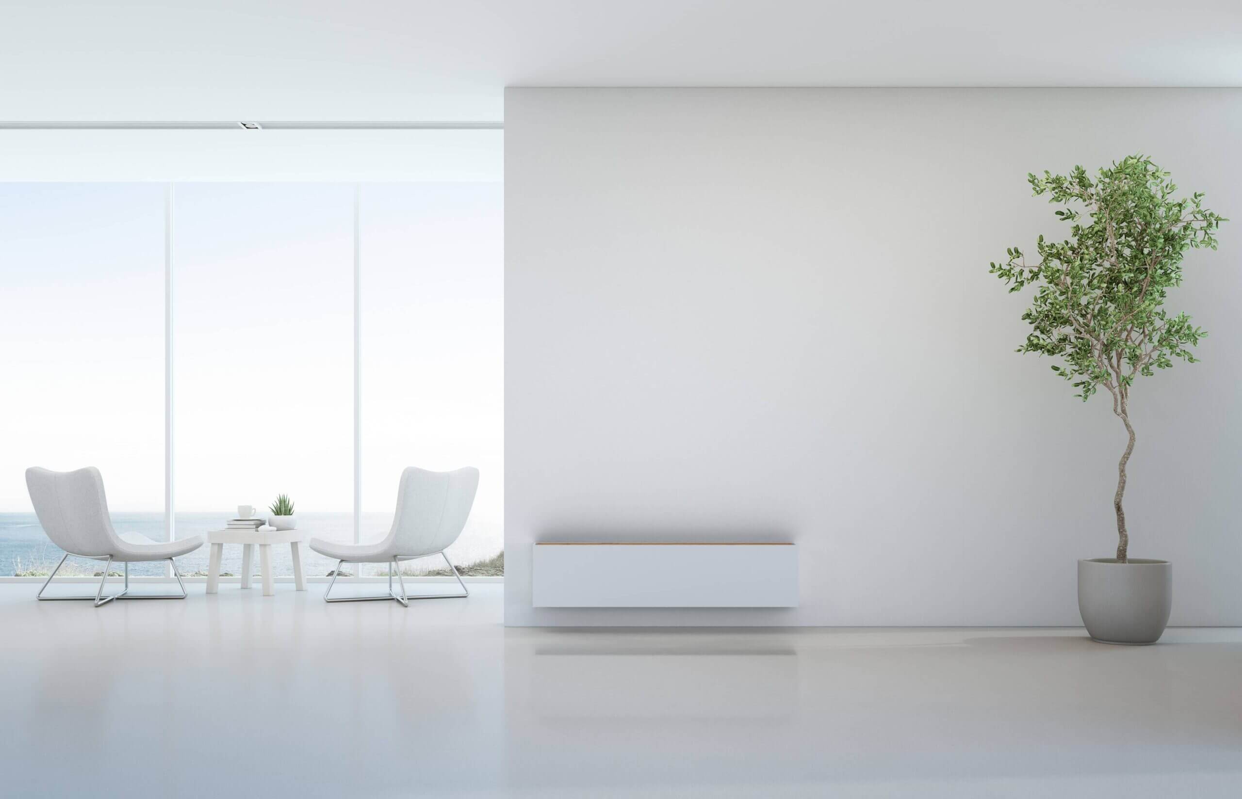 Noemi – white flat panel in a living room